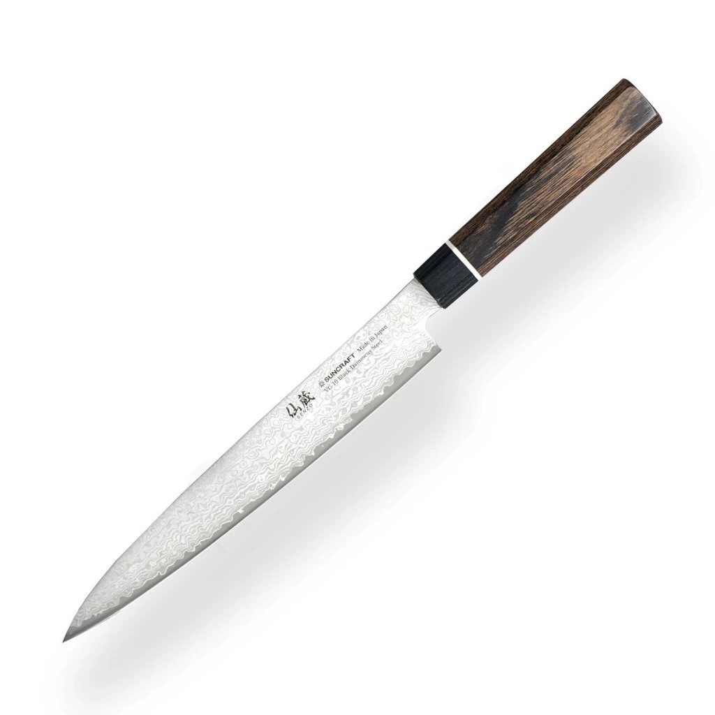 foto Pl�tkovac� n�� Slice/Sashimi Suncraft VG-10 Black Damascus 210 mm